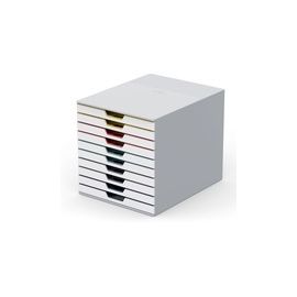 Durable VARICOLOR MIX 10 Drawer Unit Desktop Drawer Set with 10 Colour Coded Drawers and Label Inserts - 763027