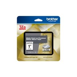 TZE-PR955 LAMINATED TAPE 24MM PREMIUM SILVER ON WHITE