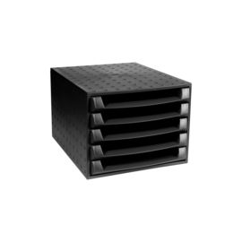 Exacompta Eco Desktop Recycled Plastic 5 Drawer Set W387xD284xH218mm Black Ref 221014D
