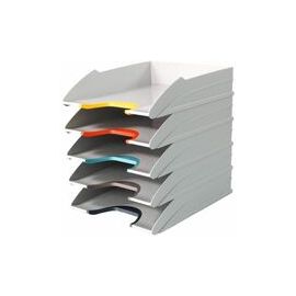Durable VARICOLOR MIX Letter Trays A4 Stackable Trays with Coloured Grips (Pack 5) - 770427