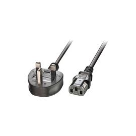 Lindy 10m UK 3 Pin Plug to IEC C13 Mains Power Cable. Black
