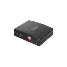 LINDY HDMI 4K Audio Extractor mit Bypass, Aufloesungen bis UHD 4K, Audio via TOSLink und COAXIAL (digital) und 3.5mm Stereo (analog)