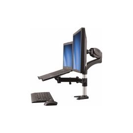 Single-Monitor Arm - Laptop Stand - One-Touch Height Adjustment - Supports a single monitor up to 27" and a laptop