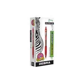 Ballpoint Pen, Retractable, 1.0mm Med.Pt, 1DZ,CL/Red Ink