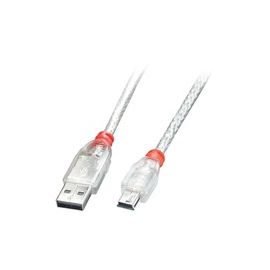 LINDY USB 2.0 Kabel A/Mini-B, transparent, 1m USB High Speed