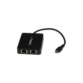USB C to Dual Gigabit Ethernet Adapter with USB 3.0 (Type-A) Port - USB Type-C Gigabit Network Adapter