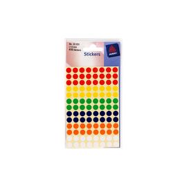 Avery Packet of Labels Diam.8mm Assorted Ref 32-291 [416 Labels]