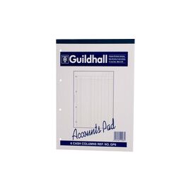 Guildhall Account Pad 6 Cash Column Ruled 41 Feint 60 Leaf A4 Ref GP6Z