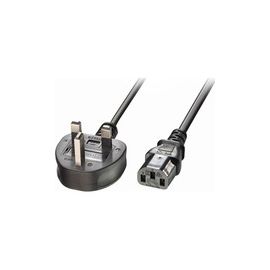 Lindy 3m UK 3 Pin Plug To IEC C13 Mains Power Cable. Black