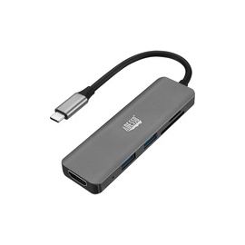 Expand your laptop?s connection port with this USB Type-C multiport docking station. It has an HDMI port for transmitting 4K content to your external monitor and can also charge other devices. This USB Type-C multi-port docking station also has a Type-A o