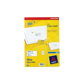 Avery QuickDRY Inkjet Label 64x34mm 24 per Sheet 24TV Pack of 100 White J8159-100