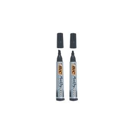 BIC Marking 2300 Permanent Marker - Chisel Marker Point Style - Black Ink - Grey Barrel - 12 / Pack