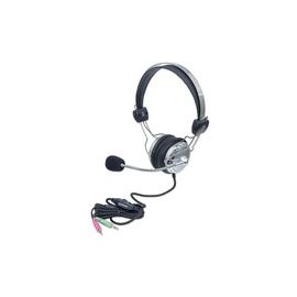 MANHATTAN Headset SLIM LINE Stereo Flexibles Mikrofon aus Edelstahl Komfortabel gepolsterte Ohrmuscheln Lautstaerkeregelung