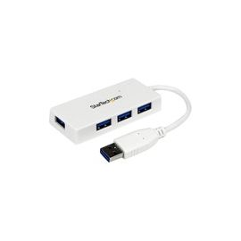 Portable 4 Port SuperSpeed Mini USB 3.0 Hub - White