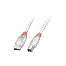 LINDY USB 2.0 Kabel Typ A/B, transparent, 3m Typ A/B M/M High/Full/LowSpeed