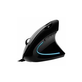 Vertical ergonomic design, swtichable DPI 1000/1600, 6 buttons and scroll wheel, blue LED lights. Plug and Play