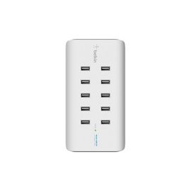 10-PORT USB-CHARGING STATION 120W 2.4A PER PORT WHITE
