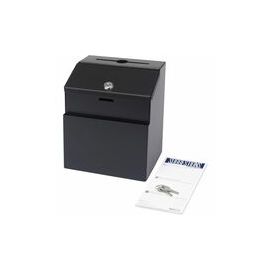 Suggestion Box, w/Lock,4-3/4" Slot, 7-1/4"x6"x8-1/2" , Black