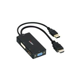 LINDY HDMI an DP/DVI/VGA Konverter Unterstuetzt Aufloesungen bis Ultra HD 4K (DisplayPort) und Full HD (DVI-D und VGA)