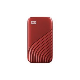 WD MY PASSPORT SSD 2TB RED COLOR USB 3.2 GEN-2 TYPE C TYPE A COMPATIBLE 1050MB/S READ AND 1000MB/S WRITE PASSWORD ENABLED 256-BIT AES HARDWARE ENCRYPTION PC MAC COMPATIBLE 5Y WARRANTY
