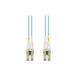 1M LOMM OM4 FIBER OPTIC MALE  LC/LC 50/125 DUPLEX AQUA CABLE