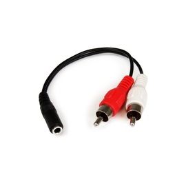 6in Stereo Audio Cable - 3.5mm Female to 2x RCA Male