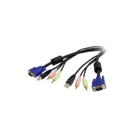 6FT 4-IN-1 USB VGA-AUDIO AND MICROPHONE KVM SWITCH CABLE