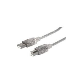 MANHATTAN CABLE USB V2.0 A-B 3.0M, PLATA