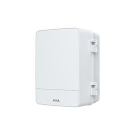 IP66 IK10 and NEMA 4X rated outdoor-ready surveillance cabinet. Protects accessory devices such as power supply media converter and midspan from tough weather and vandalism. Mounting bracket for wall