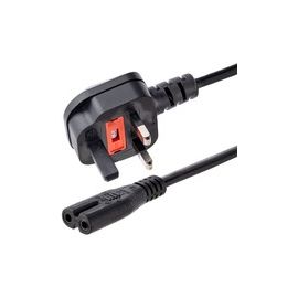 1m Laptop Power Cord 2 Slot for UK - BS-1363 to C7 Power Cable Lead