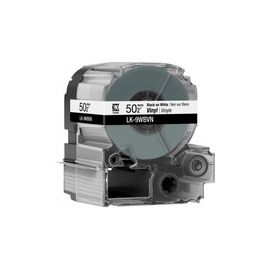 LK-9YBVN CONSUMABLES: TAPES VINYL LABEL TAPE WHT/BLK 50MM 7M