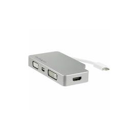 Aluminum Travel A/V Adapter: 4-in-1 USB-C to VGA, DVI, HDMI or Mini DisplayPort - USB Type-C Adapter - 4K
