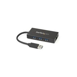 3 Port Portable USB 3.0 Hub with Gigabit Ethernet Adapter NIC - Aluminum w/ Cable