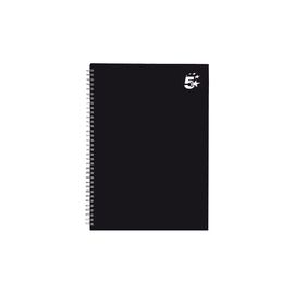 5 Star Notebook Wirebound Hard Cover Ruled 80gsm A5 Black [Pack 5]