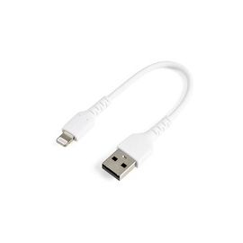 15cm Durable USB A to Lightning Cable - White Rugged iPhone iPad Charge/Sync Charger Cord w/ Aramid Fiber Apple MFI Certified