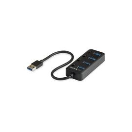 4-Port USB 3.0 Hub - 4x USB-A Ports with Individual On/Off Switches - Bus-Powered USB Splitter - Portable USB 3.0 Port Expander