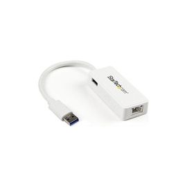 USB 3.0 to Gigabit Ethernet Adapter NIC w/ USB Port - White