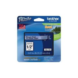 Laminated Tape Cartridge, For TZ Models, 1/2" , Black/Clear
