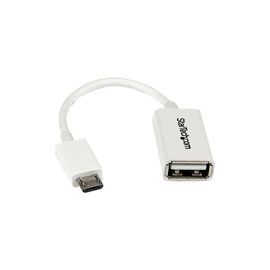 5in White Micro USB to USB OTG Host Adapter M/F