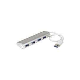 4 Port Portable USB 3.0 Hub with Built-in Cable - Aluminum and Compact USB Hub