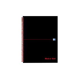 Black n Red Notebook Soft Cover Wirebound Perforated 90gsm Ruled 100pp A4 Ref 100080174 [Pack 10]