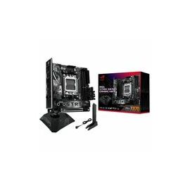 AMD X870 Mini ITX motherboard with 10+2+1 power stages, Dynamic OC Switcher, Core Flex, DDR5 slots with AEMP, WiFi 7 with ASUS WiFi Q-Antenna, two M.2 slots, PCIe 5.0 x16 SafeSlots with PCIe Slot Q-Release Slim, two USB4 ports, AI Overclocking, AI