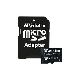 Micro SDXC Memory Card, Premium, Adapter, 128GB, BK