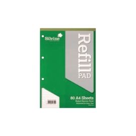 SILVINE REFILL PAD A4 80SHT NARR FEINT
