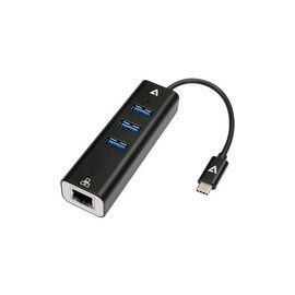 USB-C TO RJ45 PLUS 3 X USB PORT BLACK USB HUB AND GIGABIT ETHERN