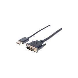 DisplayPort 1.2a Male to DVI-D 24+1 Male, 3 m (10 ft.), Black. Converts from DisplayPort (DP, DP++) source and DVI-D monitor, projector or other display. Supports existing HD (720p, 1080i and 1080p@60Hz), enhanced (480p) and standard (NTSC or PAL) video f