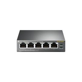 5-Port Gigabit Desktop Switch with 4-Port PoE, 5 Gigabit RJ45 ports including 4 PoE ports, 56W PoE Power supply, steel case